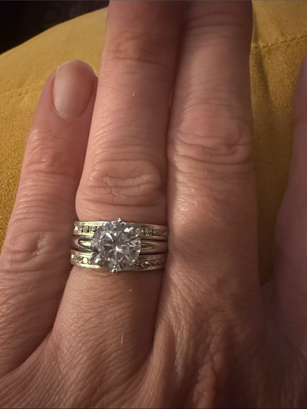 Classic Solitaire Round CZ Engagement Ring Set in Silver